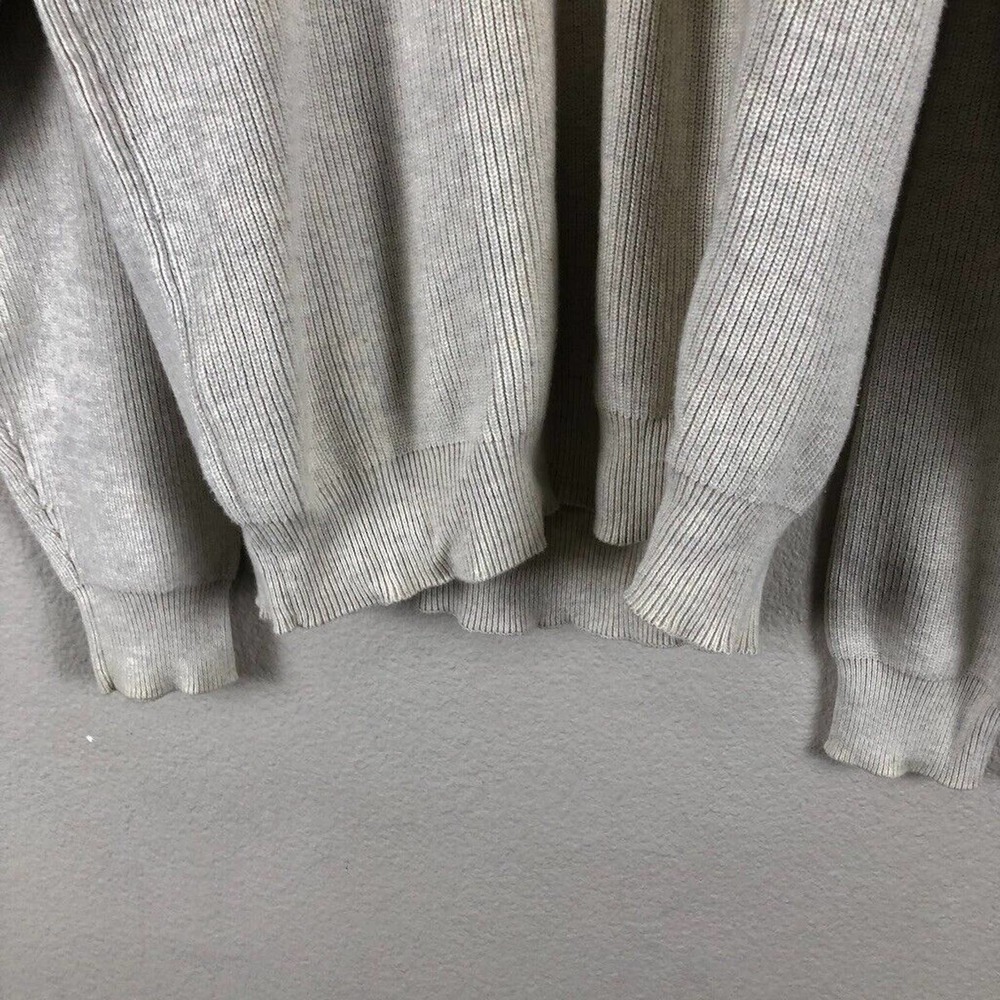 EDDIE Bauer Sweater Cream Knit Varsity Stripe V Pullover Casual Sz X Large Tall - Picture 4 of 13
